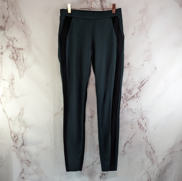Betabrand Pants Womens Small Long Green Black Mid Rise Skinny Legging Crop - Picture 1 of 11